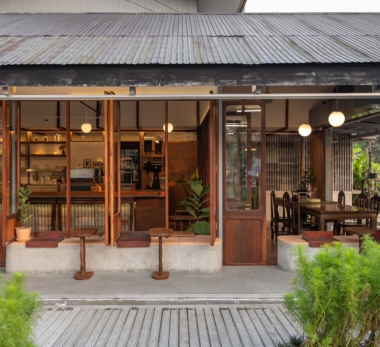 Modul gỗ deco quán cà phê phong cách Japandi