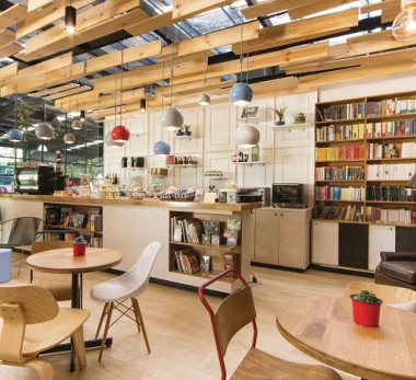 Modul gỗ deco quán cà phê phong cách Japandi