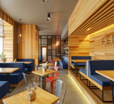 Modul gỗ deco quán cà phê phong cách Japandi