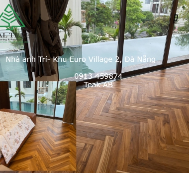 Sàn gỗ Teak lót xương cá